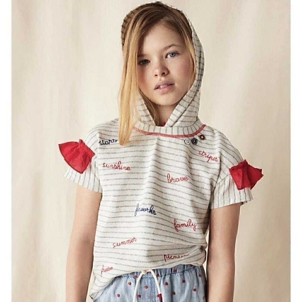 NWT Matilda Jane Blaire Striped Graphic Hoodie Top 14 Years